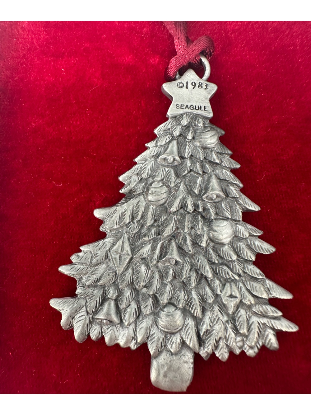 Vintage 1983 Seagull Pewter Christmas Tree Holiday Ornament